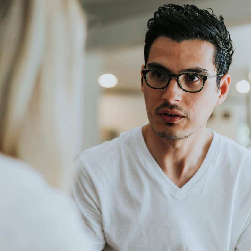 rude man saying are you really wearing that to his partner