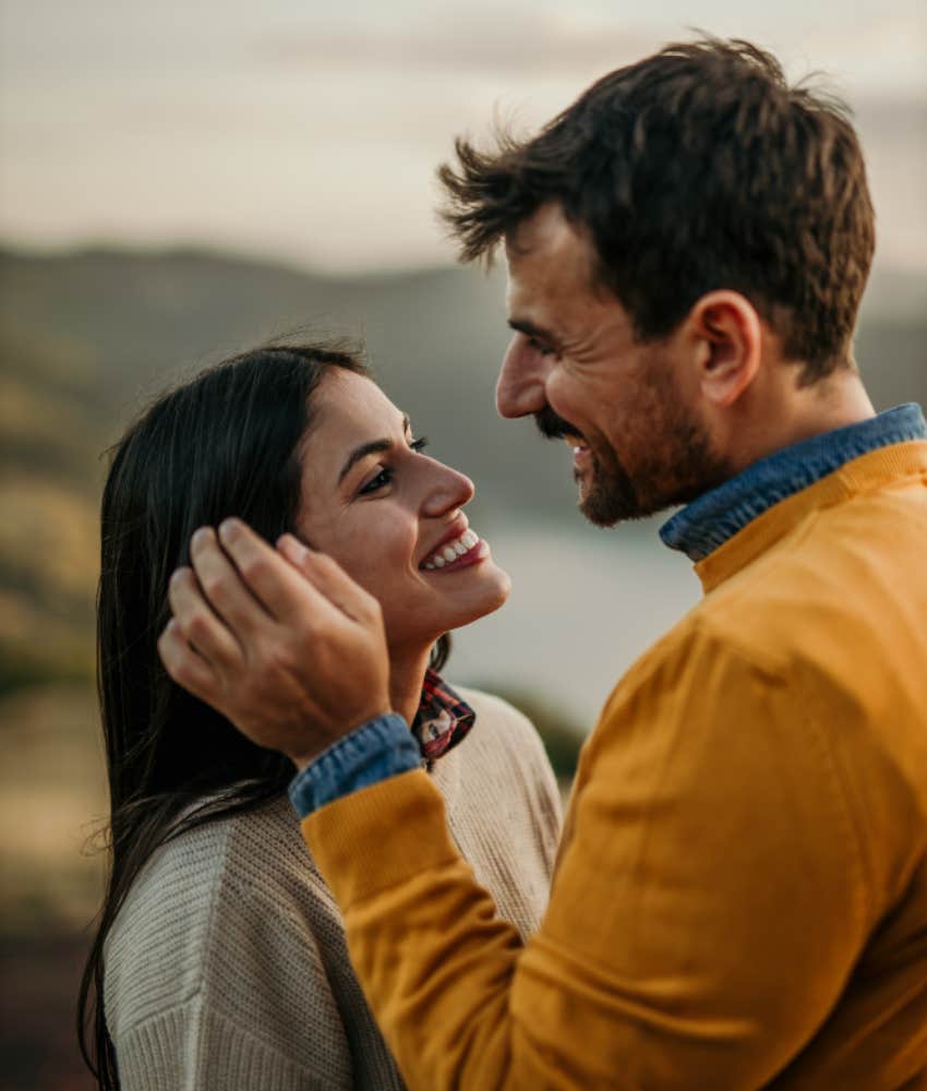 woman looking mans eyes reveal he loves you