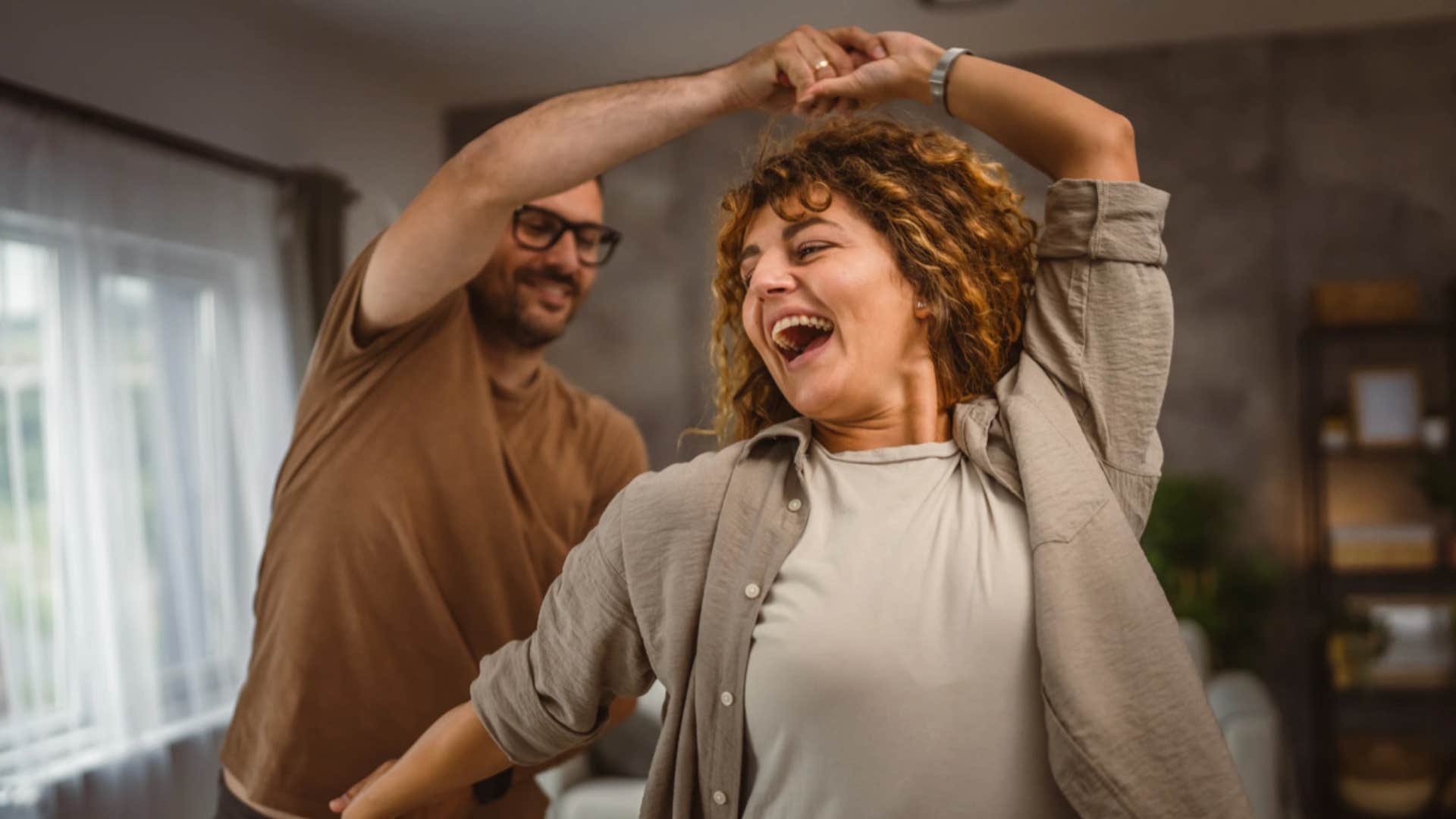 Dancing couple who love each other say that they love having the other around