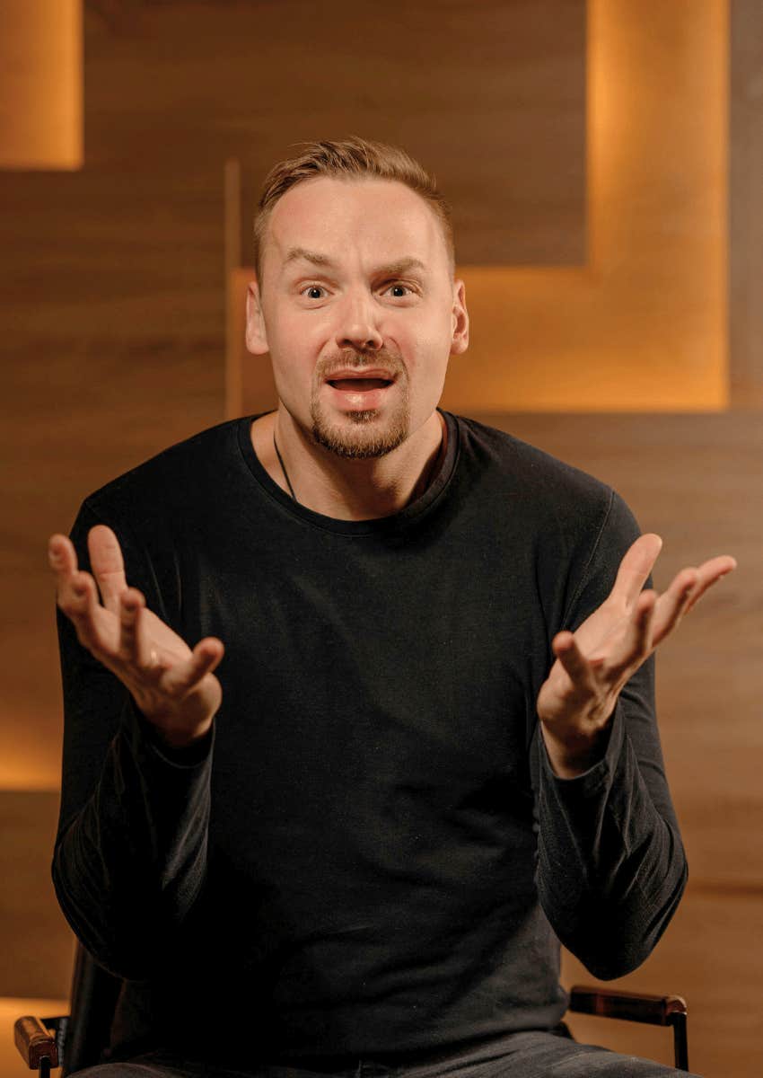 man with an exaggerated look of confusion