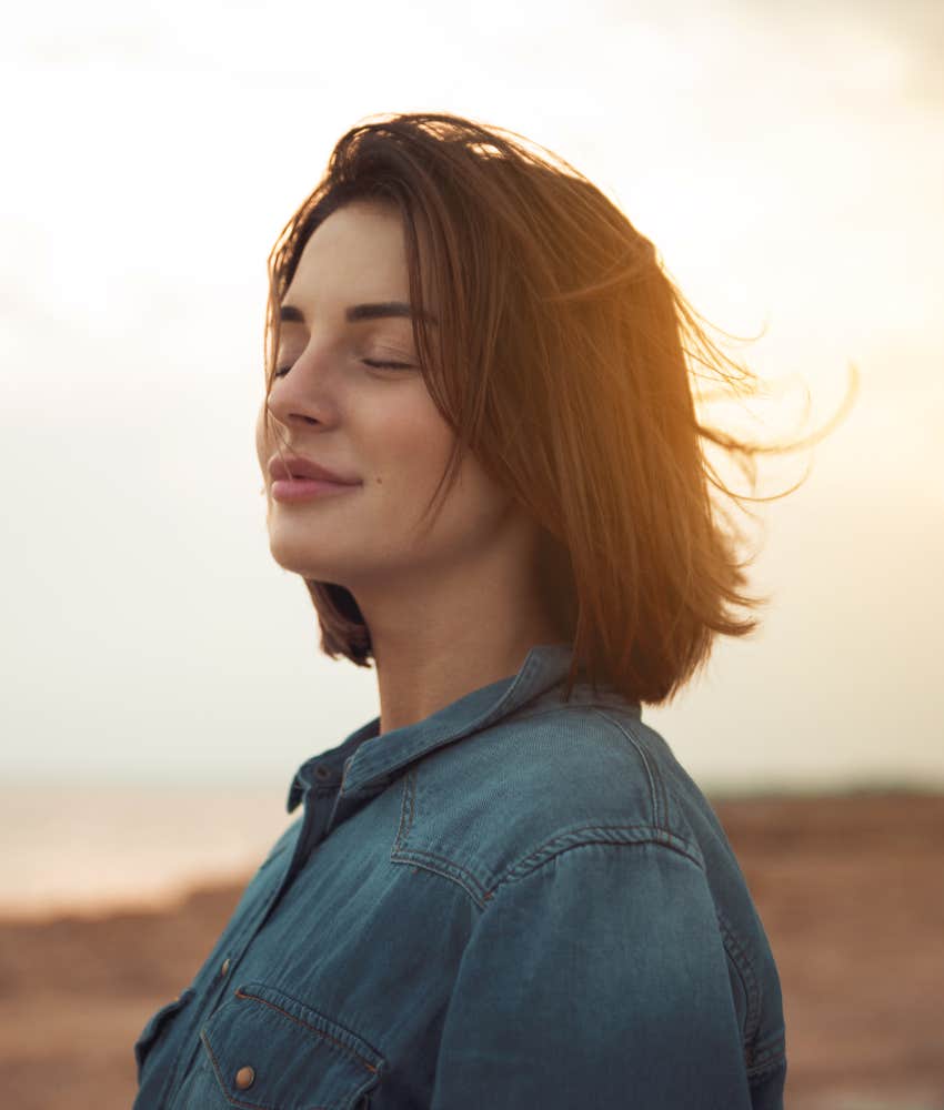 calm woman practicing manifestation