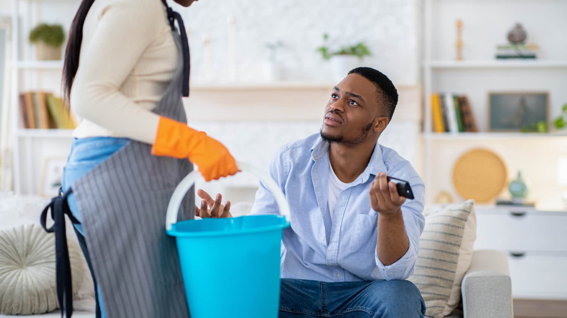 man refusing to help around the house with chores