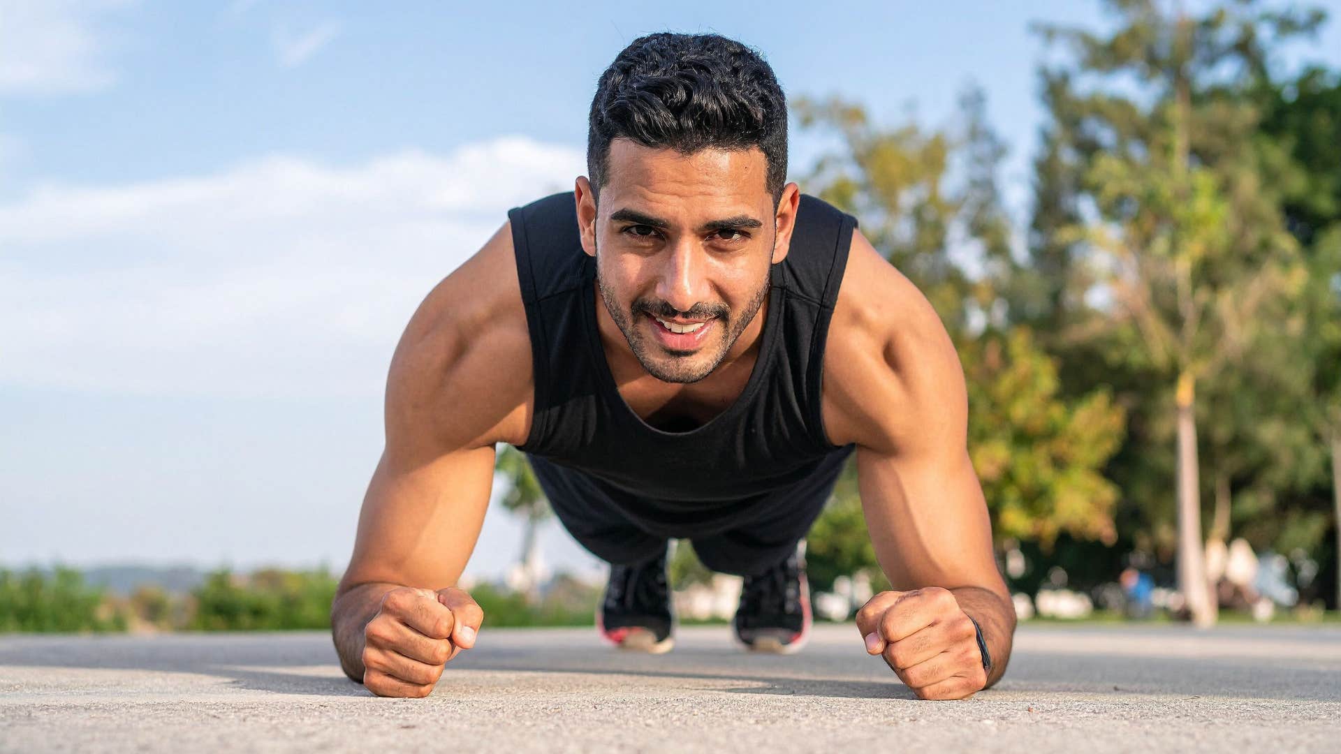 man showing his feelings through exercise