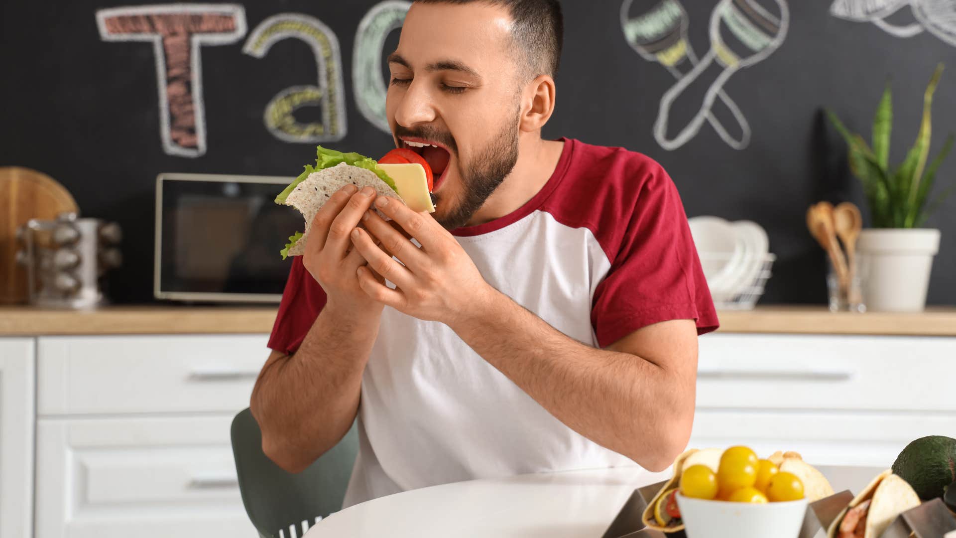 man showing his feelings through indulging