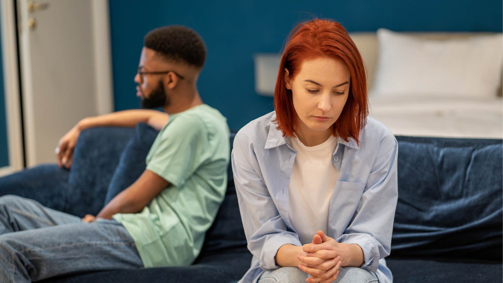 upset couple have another day day showing sad behavior