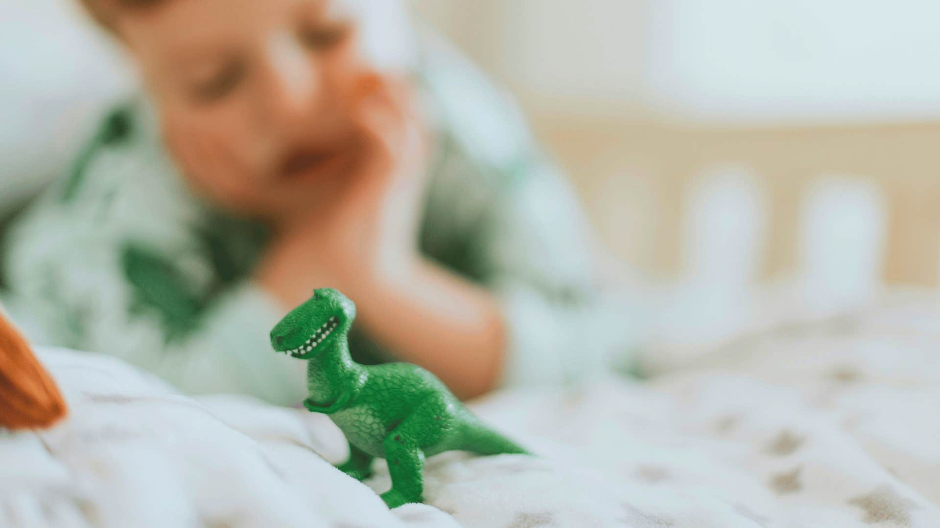 mom not picking up plastic dinosaurs anymore