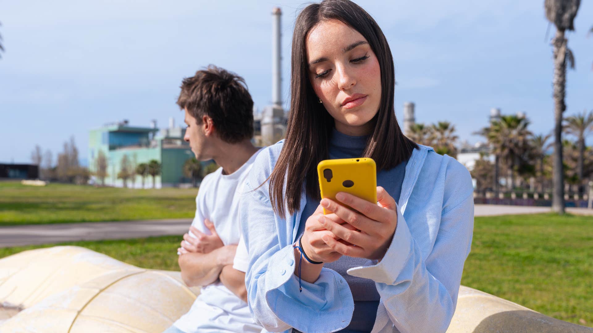 woman being performative on social media