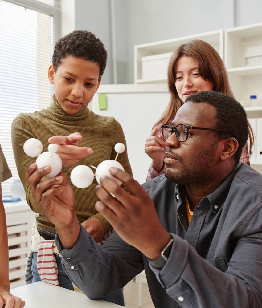 Knowledgable person teach science showing homeschooling is easier with friends