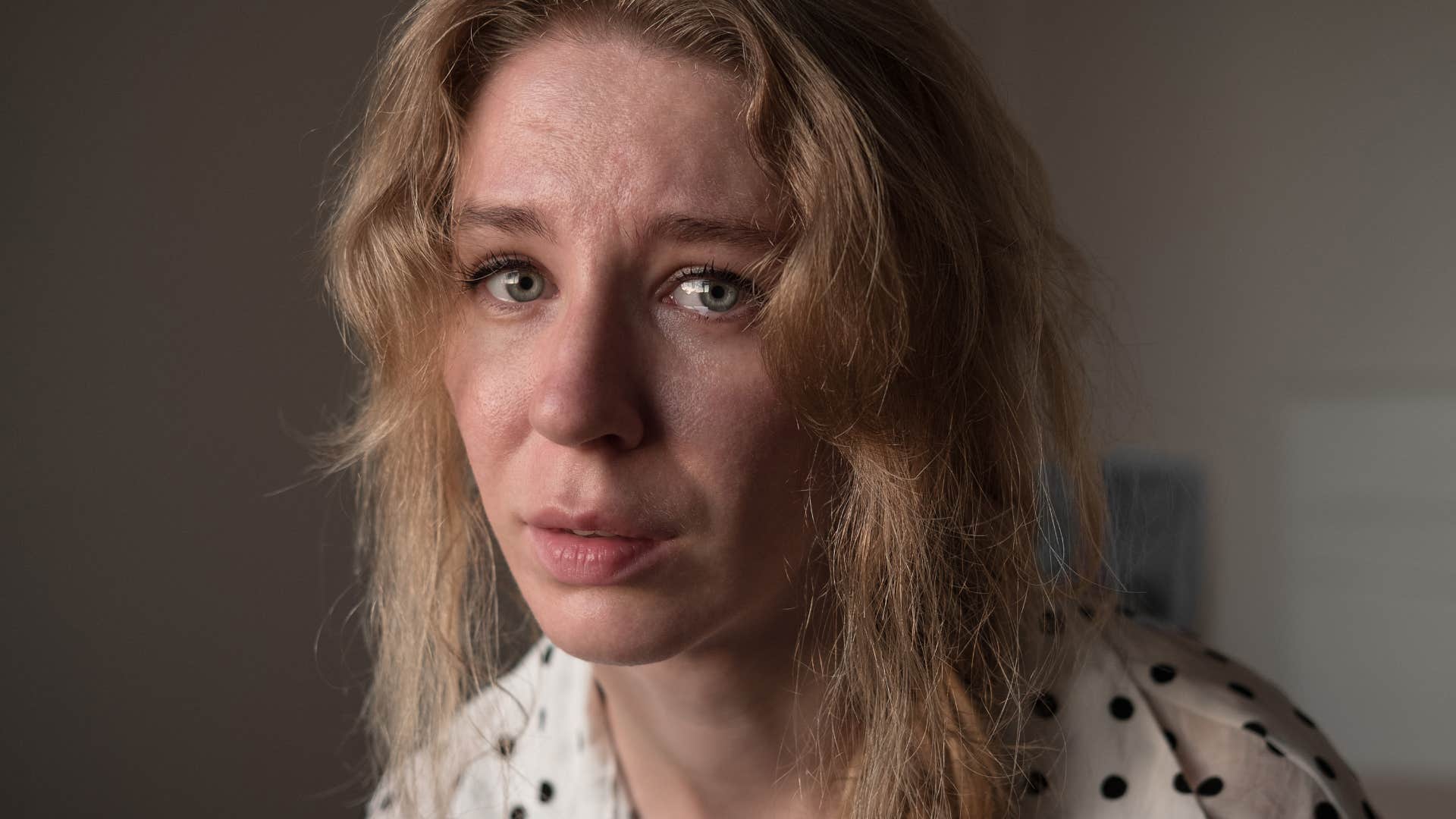 crying worried woman who catastrophizes everything