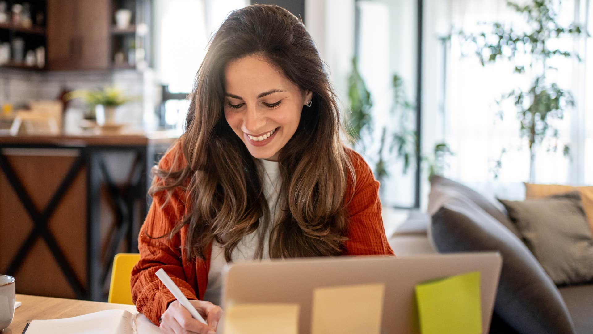 very organized woman making her schedule