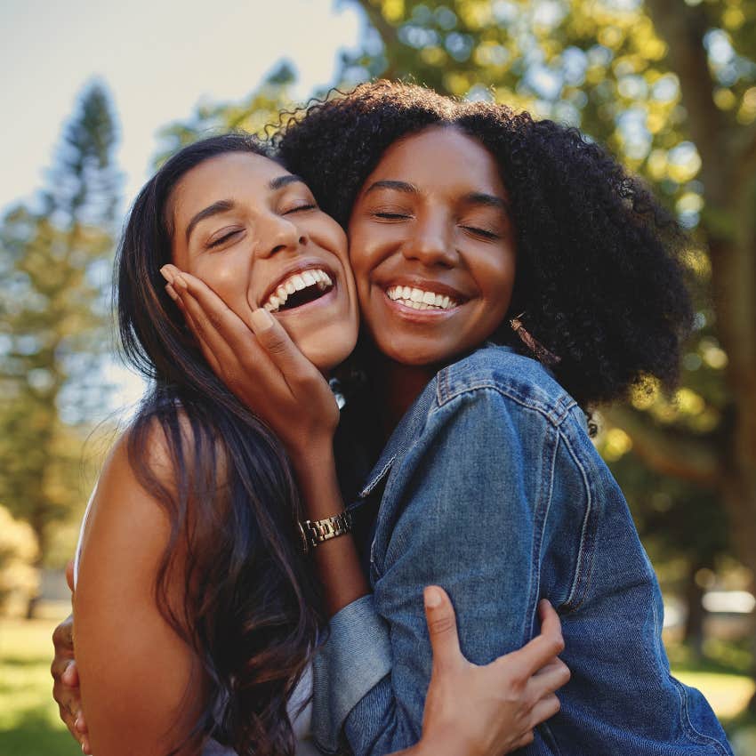 close friends hugging and prioritizing each other