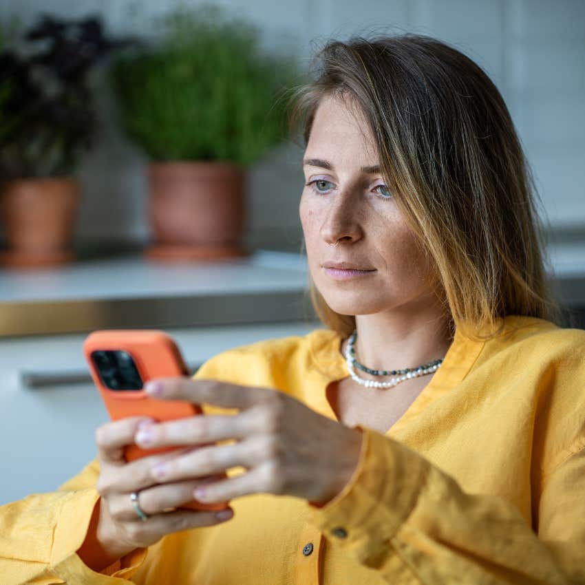 Millennial woman sending long text
