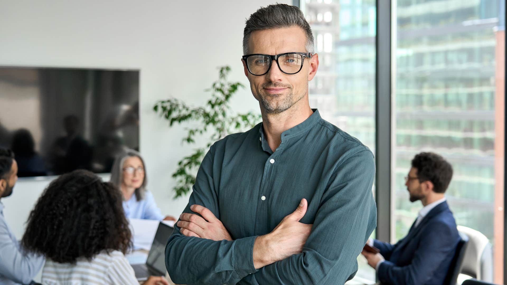 man calm under pressure at meeting