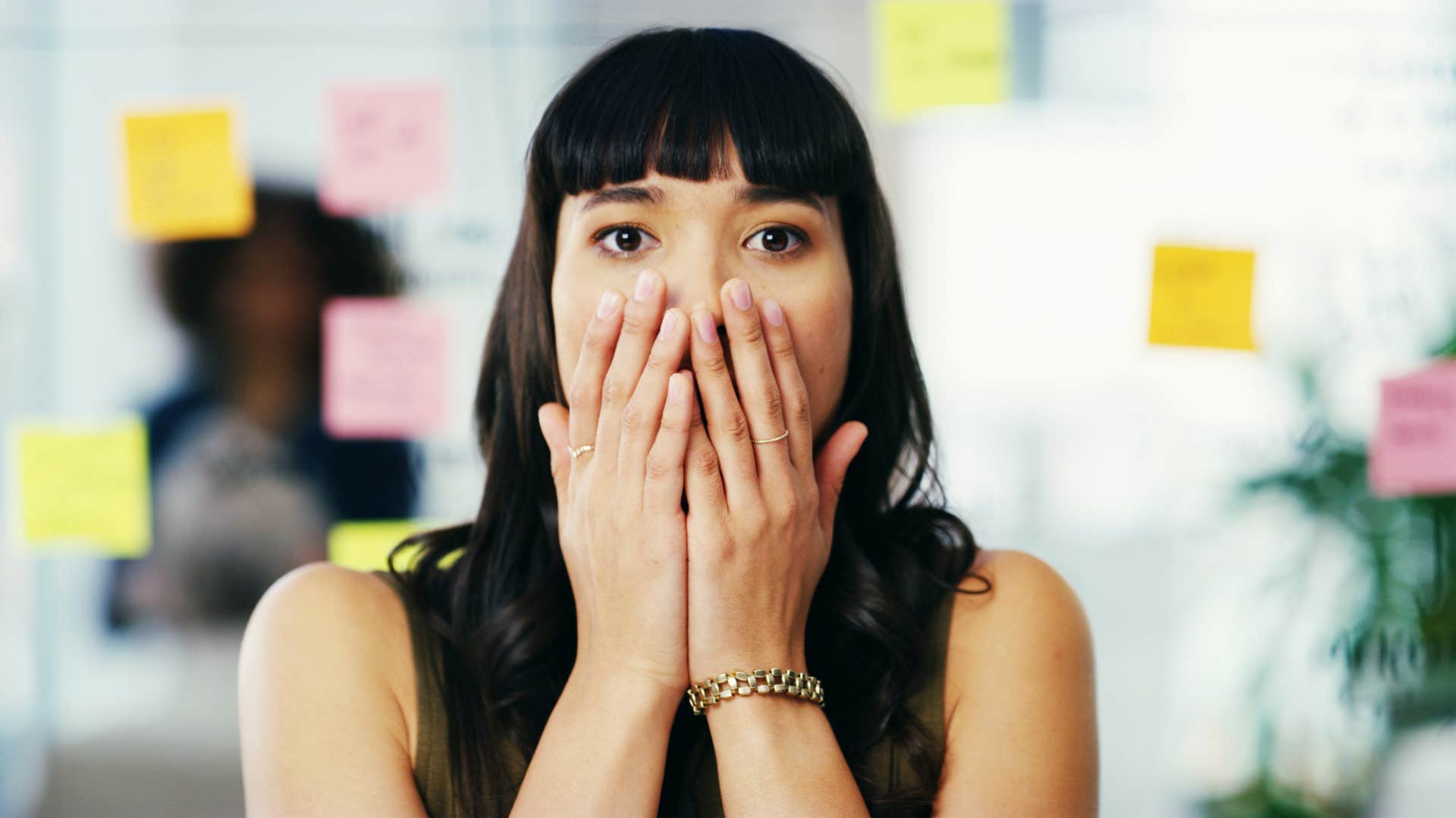 woman giving herself a reality check after a failure