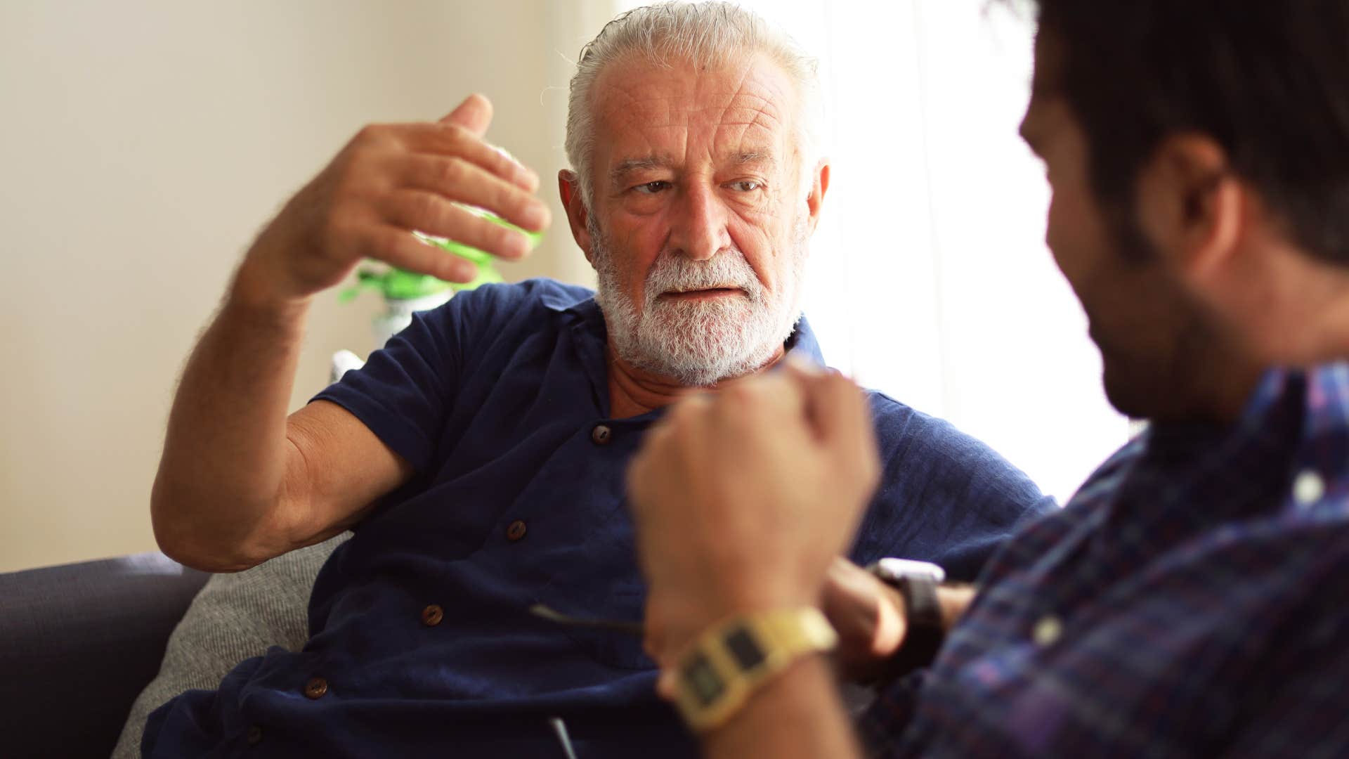 man saying I'm not trying to be rude to son before saying something annoying