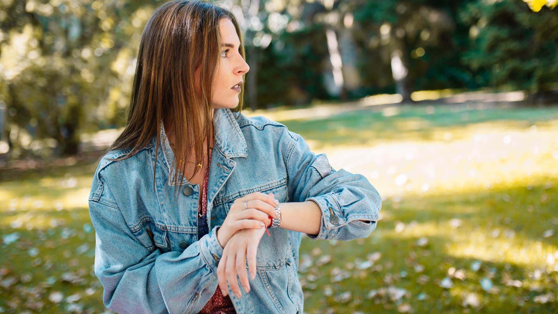 annoyed woman waiting on late person