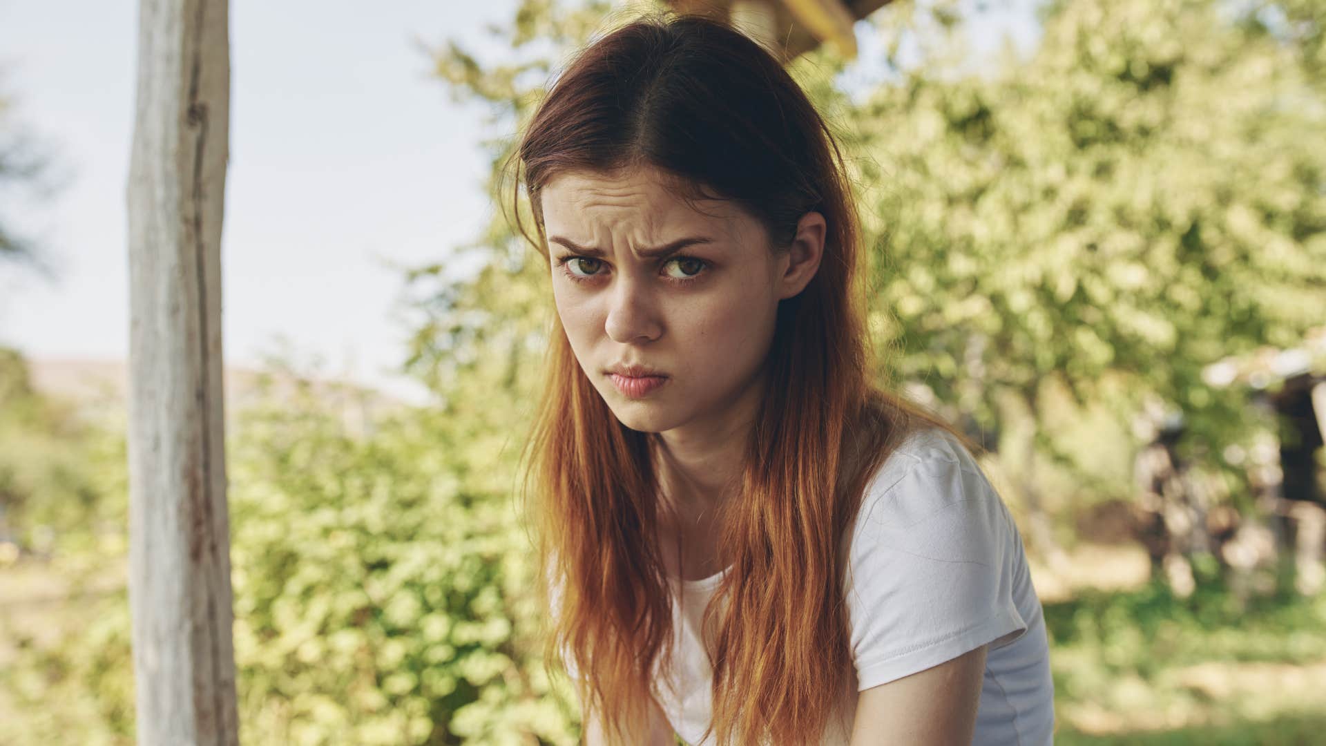 Offended person glares showing extroverts will do dirty work