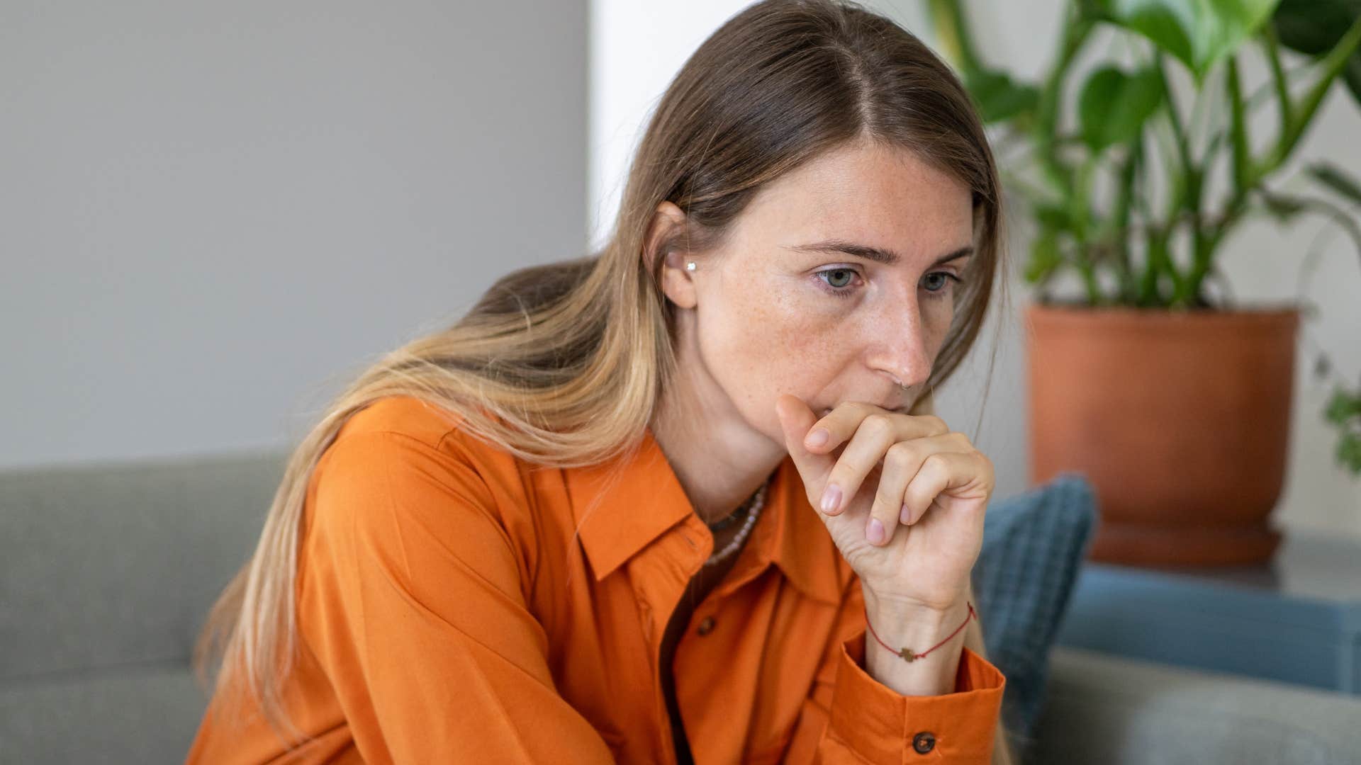 worried woman thinking and expecting the worst