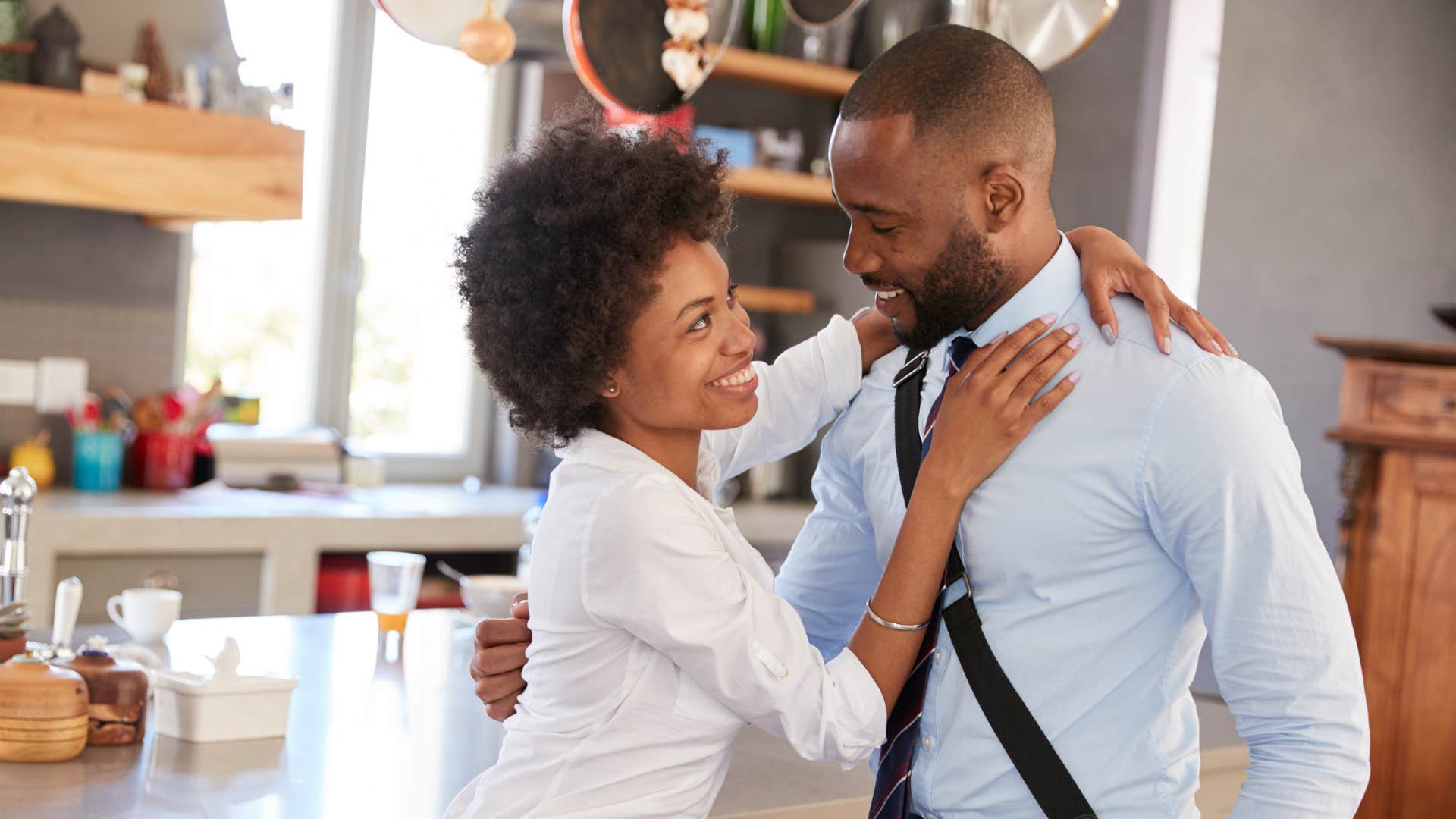 Loving couple showing vulnerability though they grew up differently