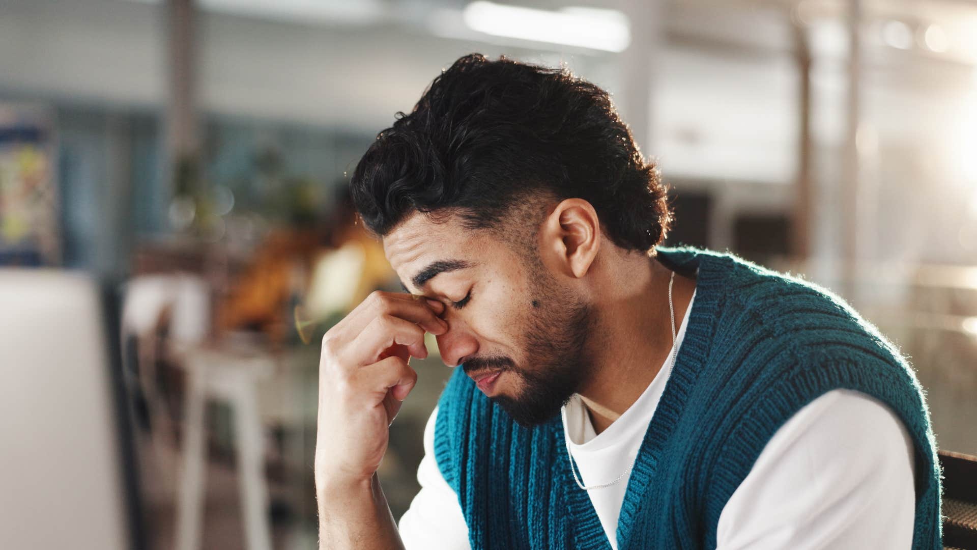 man feeling anxious