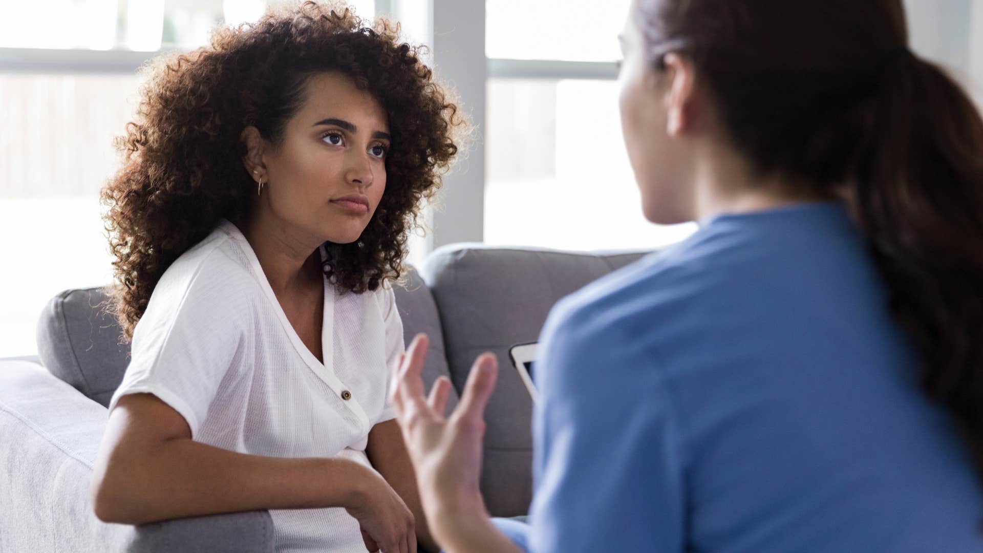 woman who makes every conversation about herself saying I already know what you're going to say