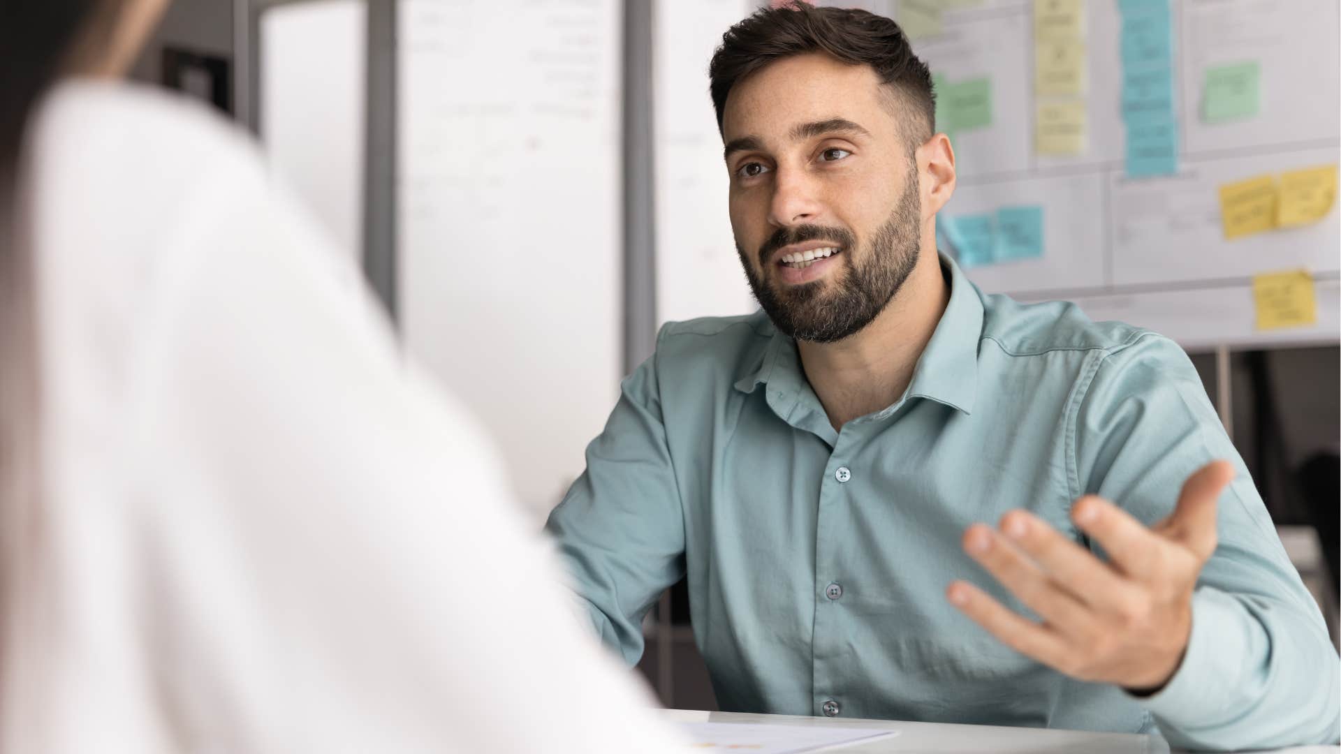 Man saying "you're my best friend" to a woman.