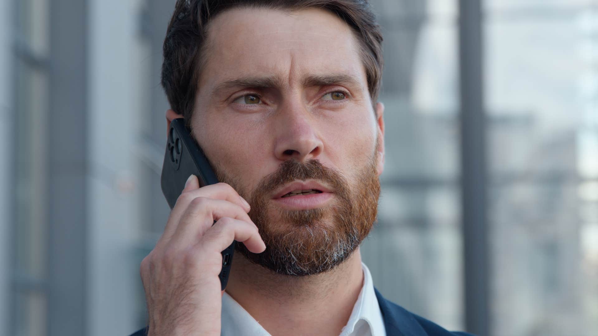 businessman on the phone saying it's simple logic