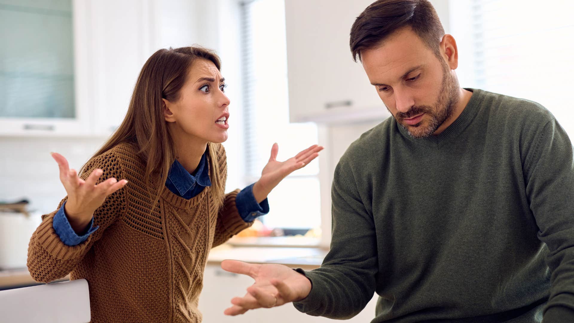 woman yelling and replaying old conflicts at home