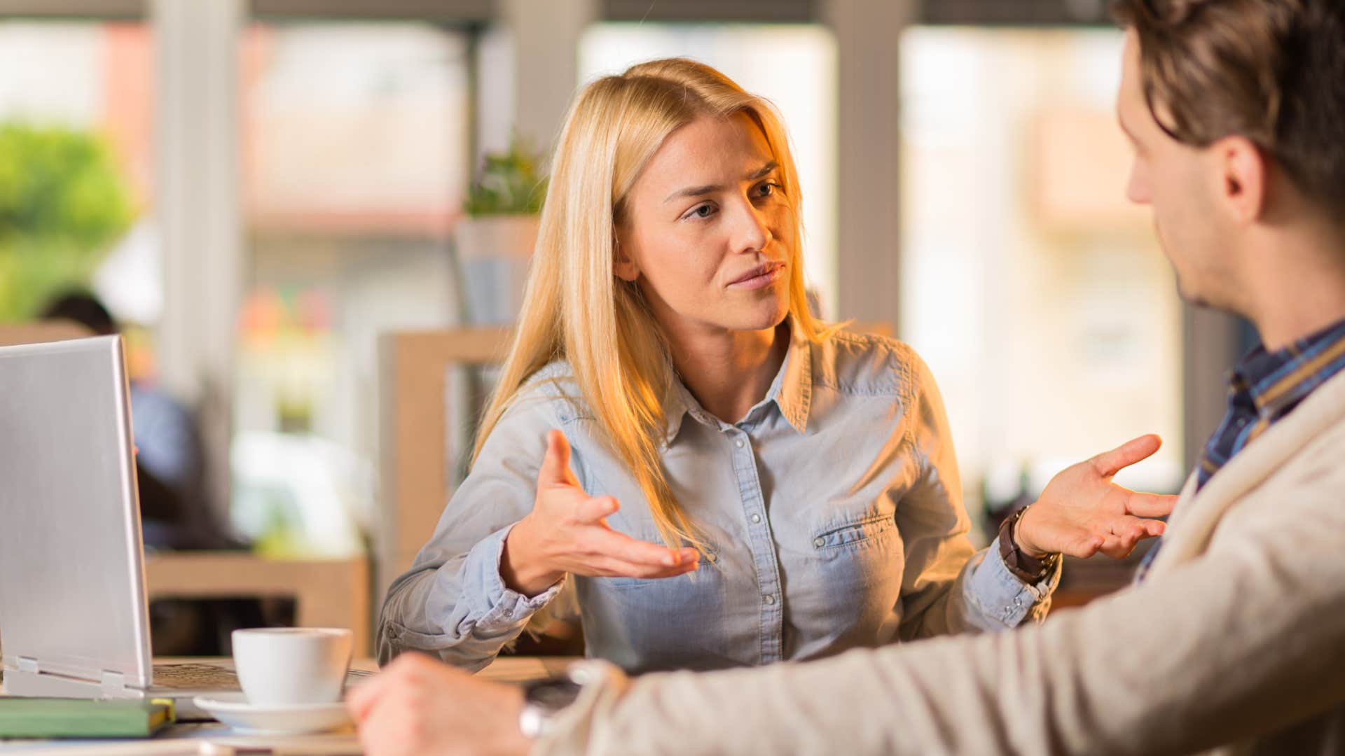 Woman saying everyone does it to a co-worker