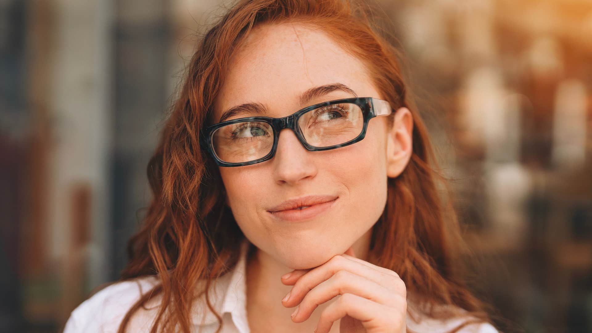 Inquisitive person caught in thought showing admirable sign