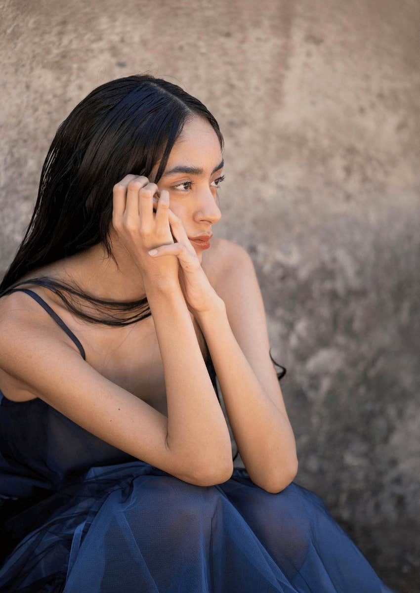 serious young woman with a pensive expression