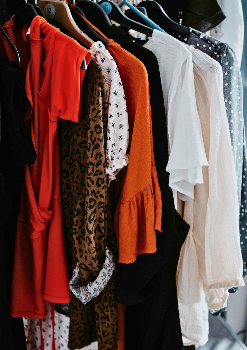 several clothes on hangers