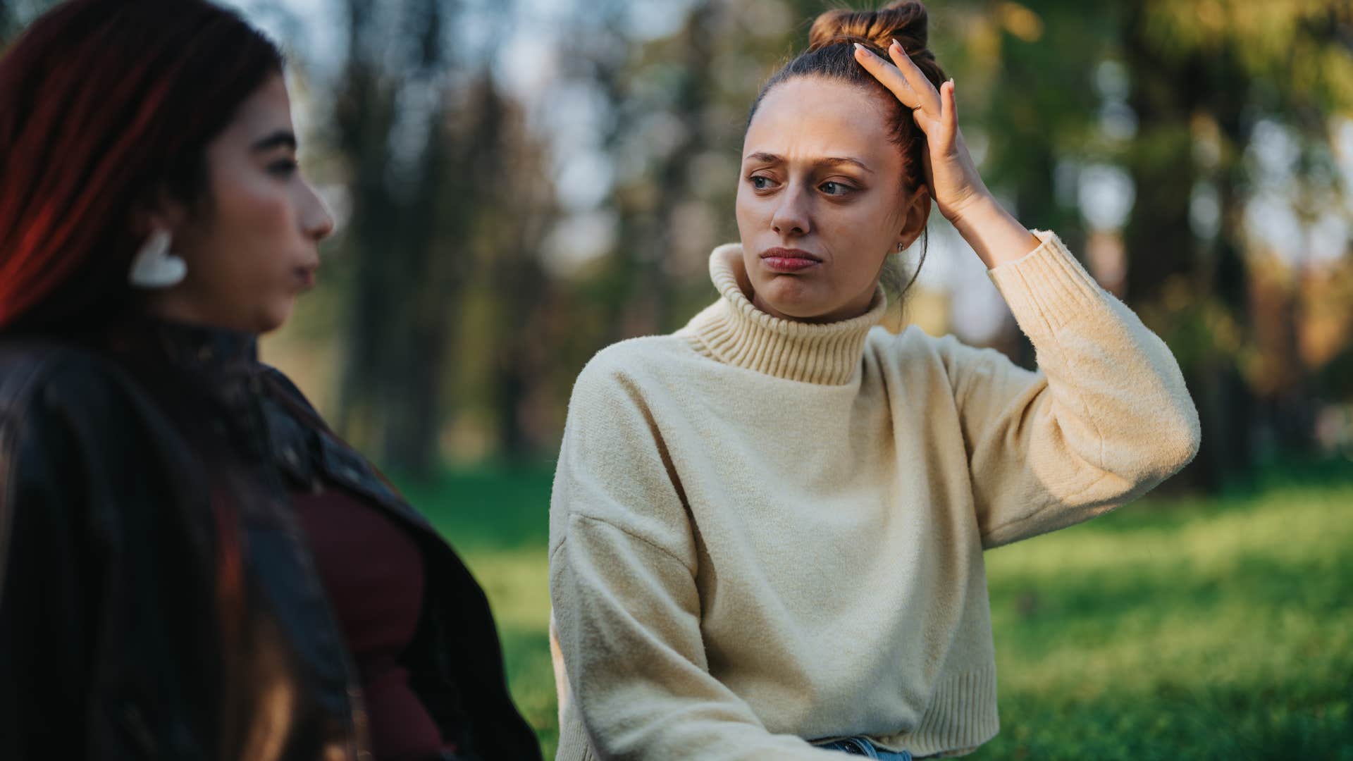 woman who does too much for others making excuses for friend