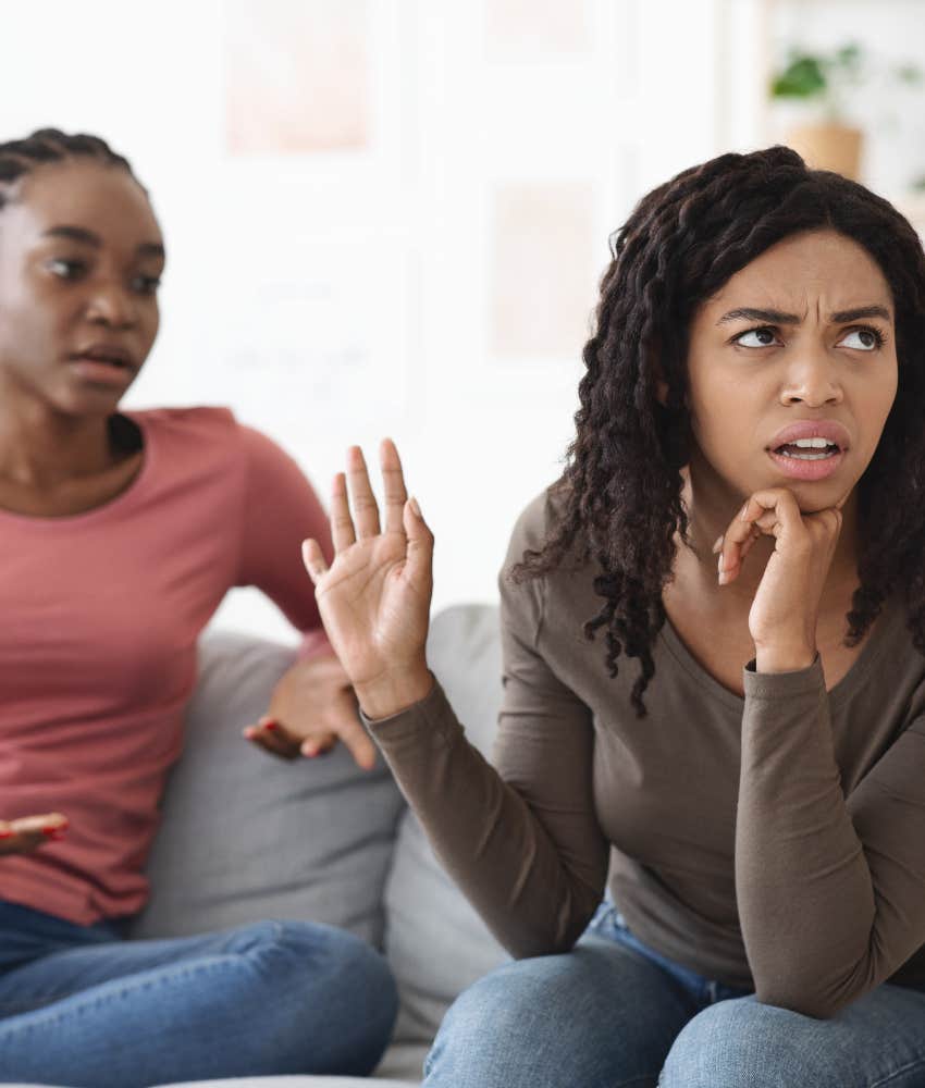 Dismissive person doesn't support friend showing not best friend anymore