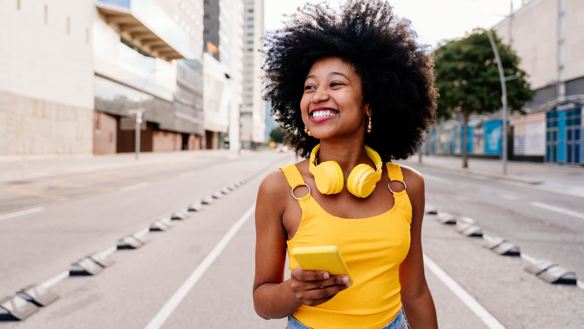 woman on a walk after leaving the house