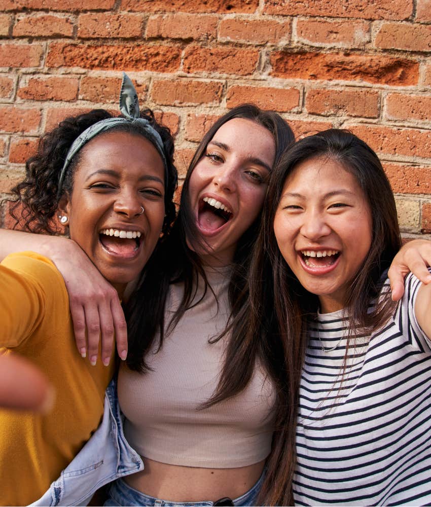 Happy friends feel good together