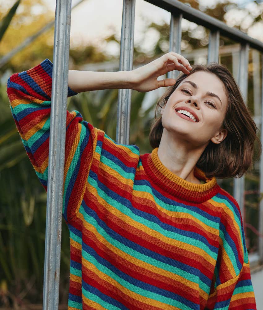 Happy person has unique style