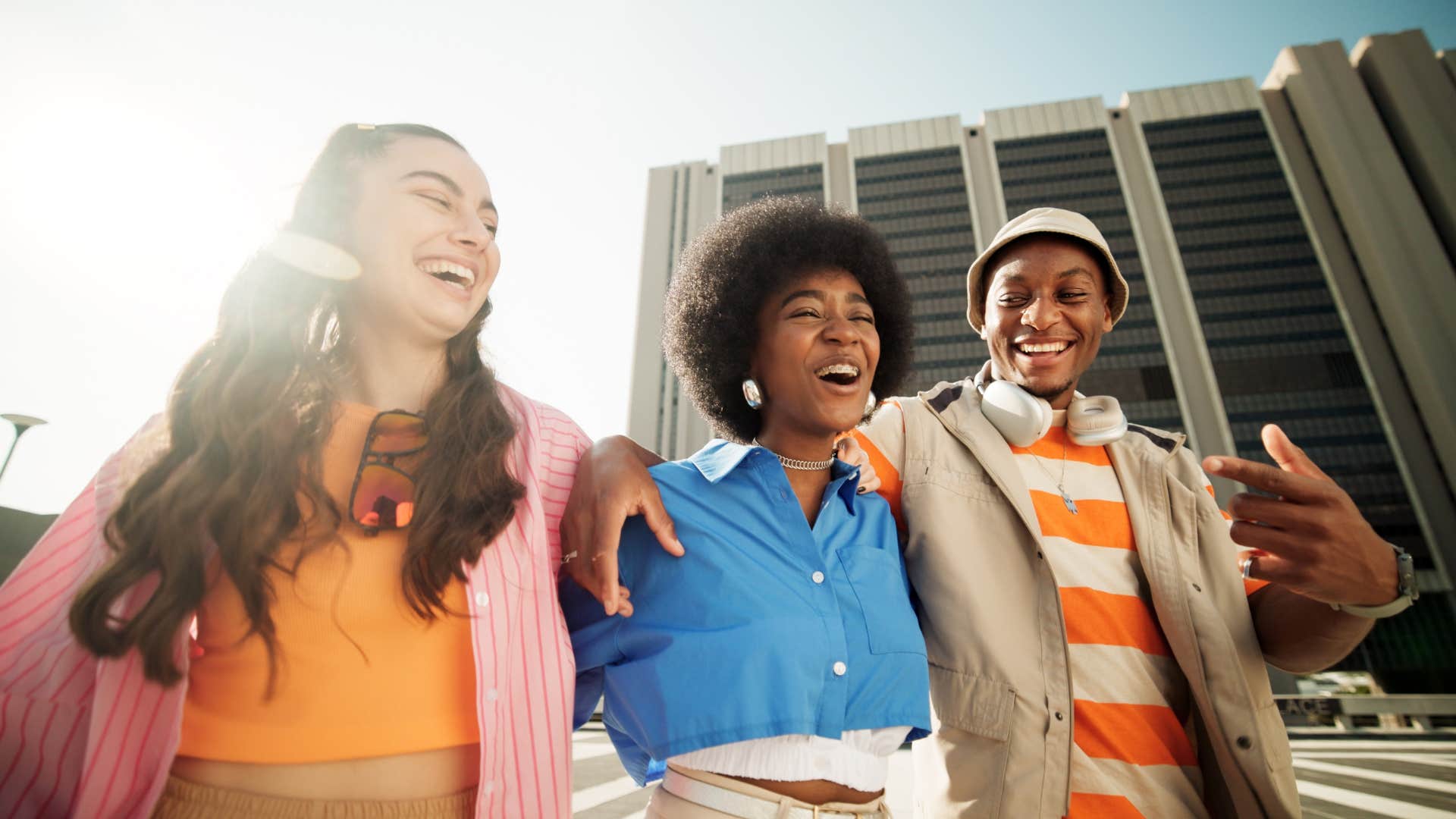 Happy friends showing positivity feels better