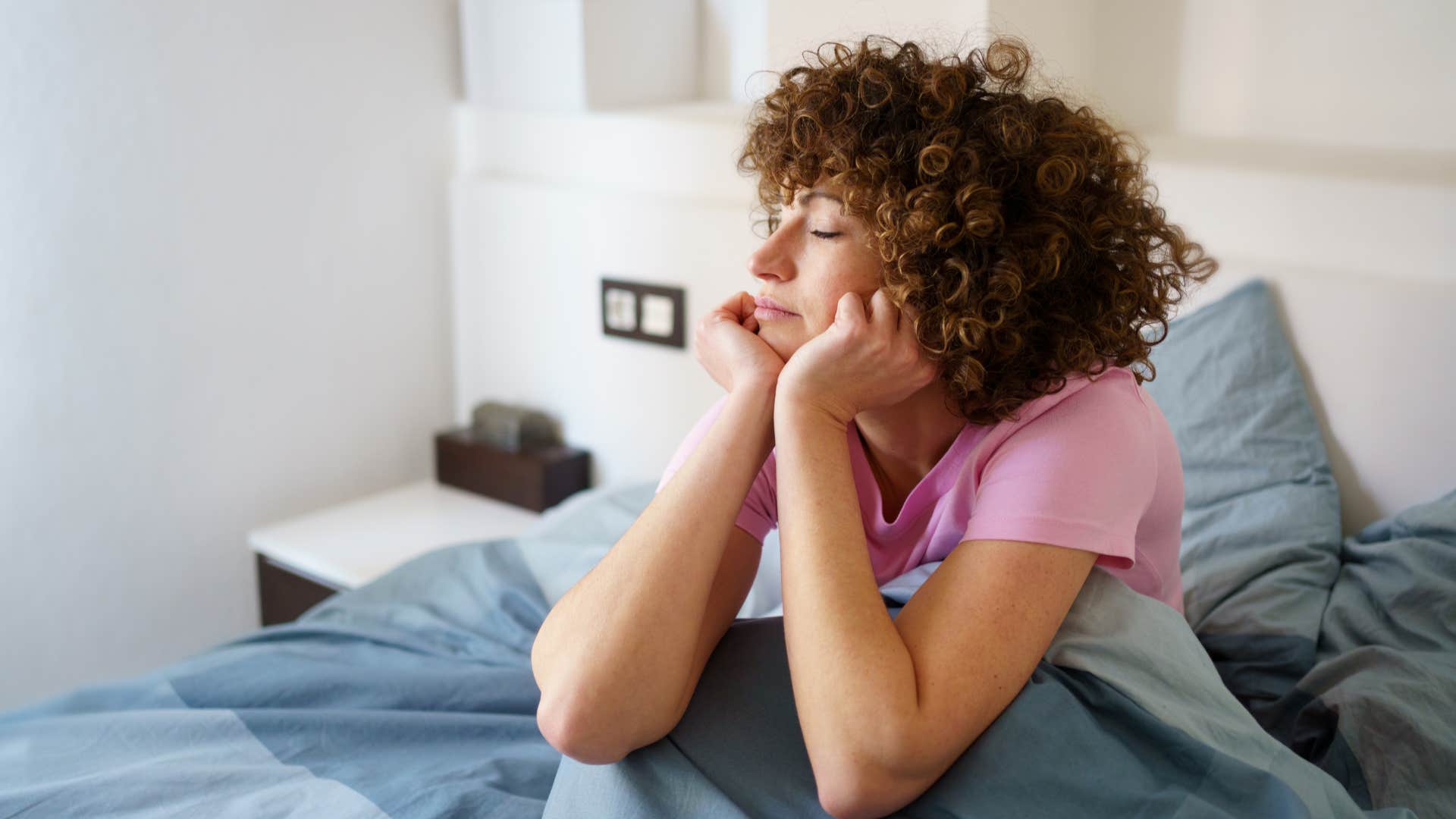 Relaxed person wakes up productively showing way to feel better