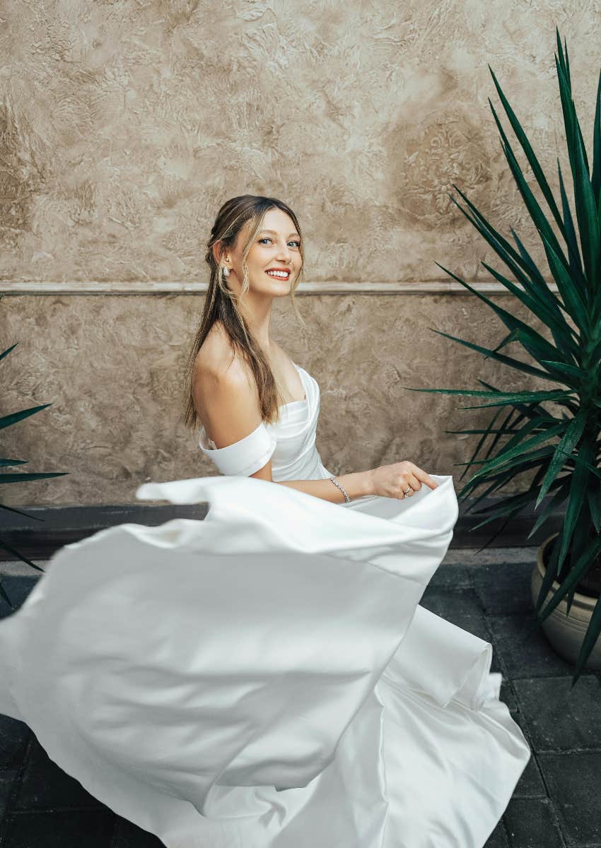 PhD student in wedding dress