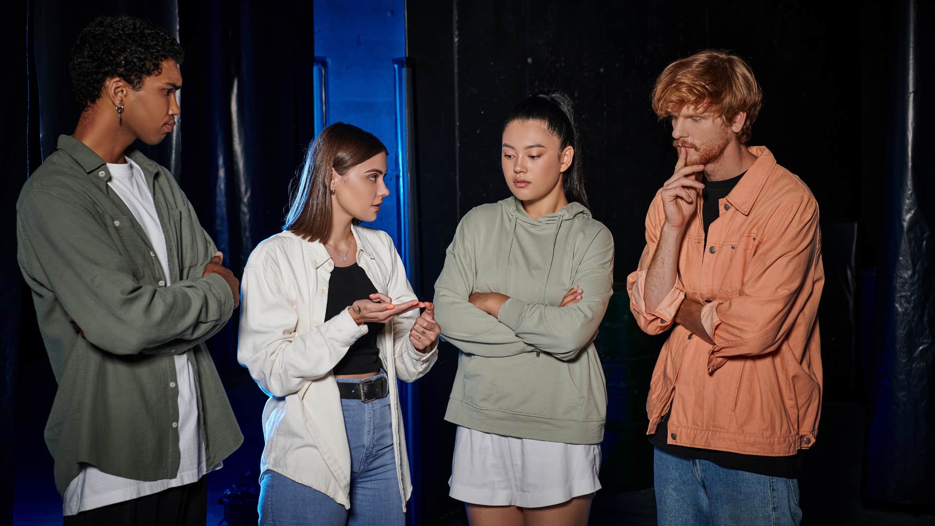 group of friends making plans together