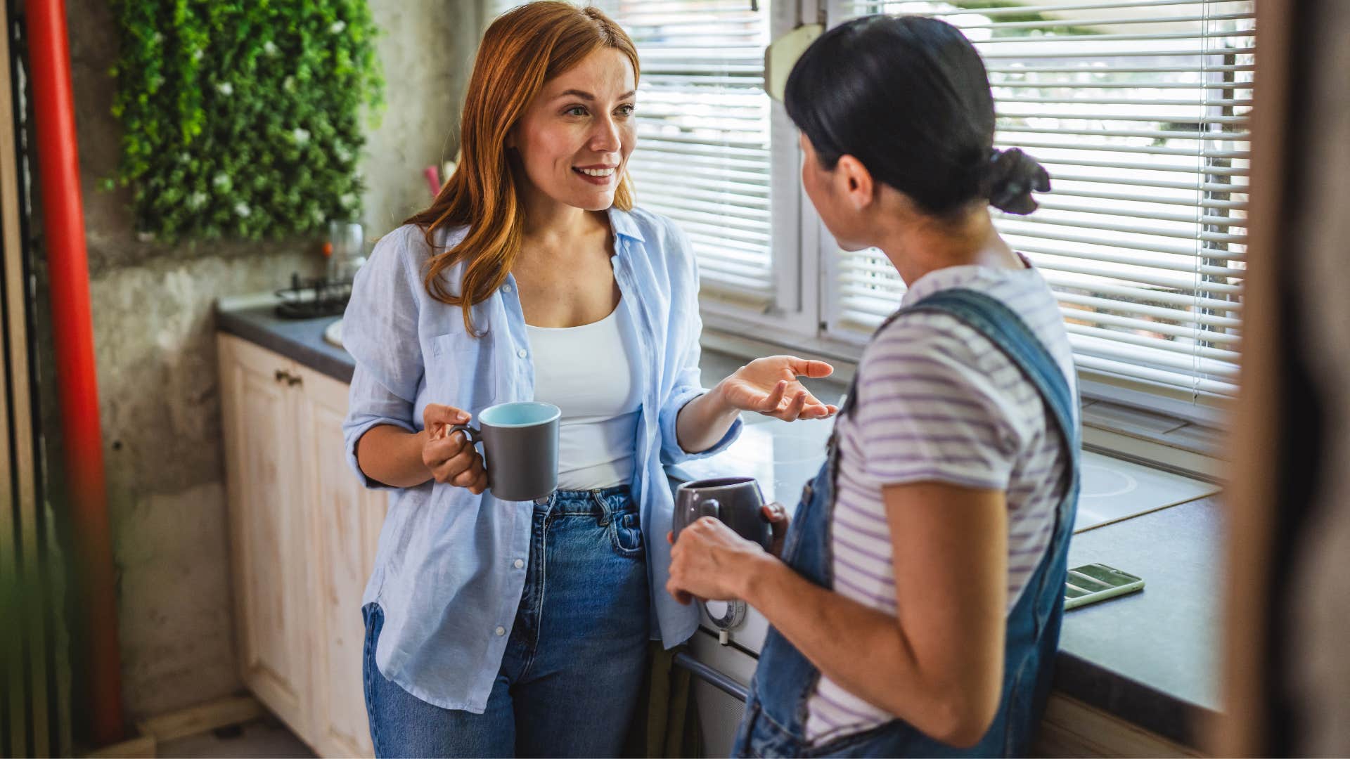 coworkers talking to one another as woman is dishonest and exaggerating 
