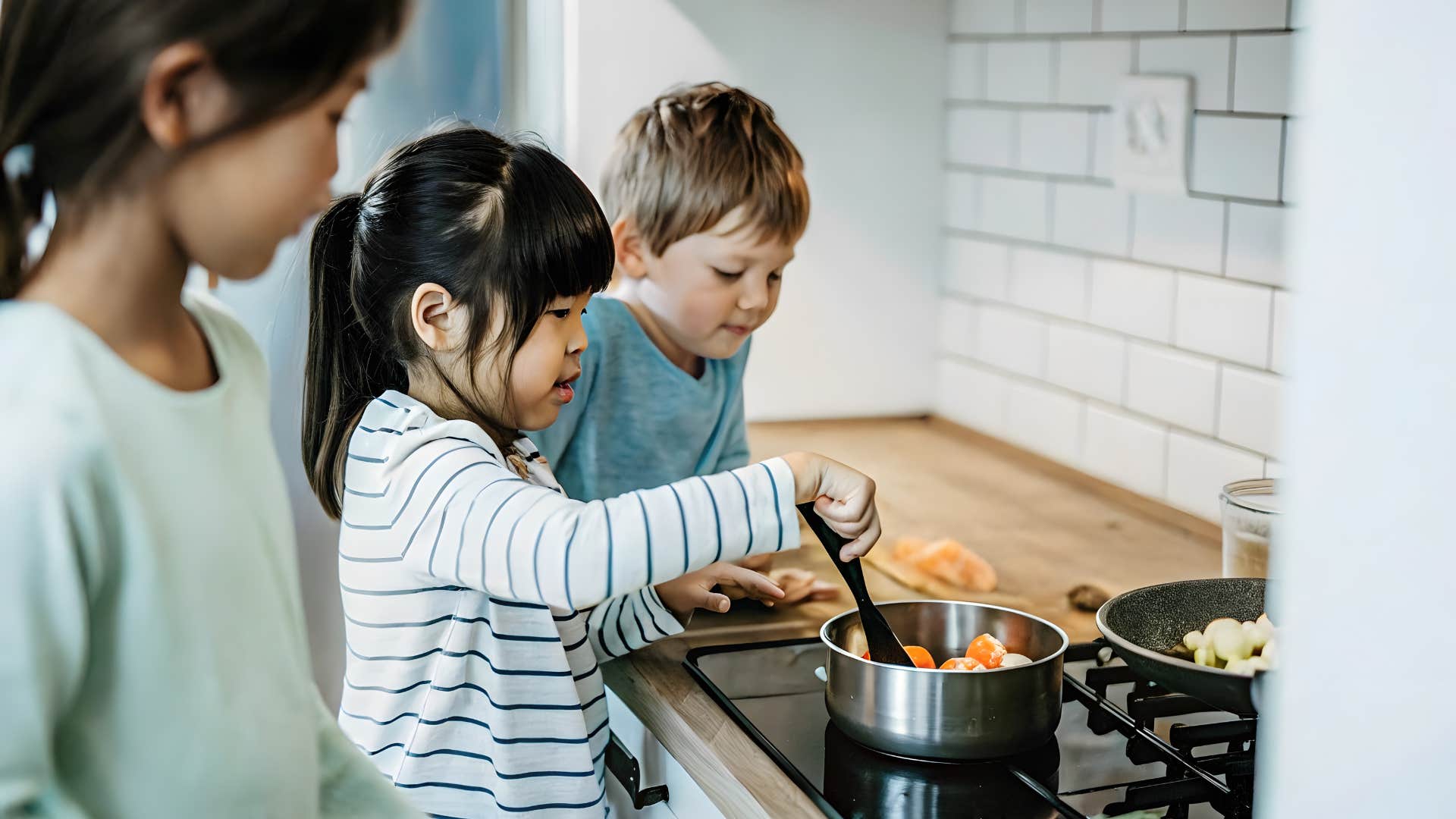 kids cooking on the stove like in the 1980s
