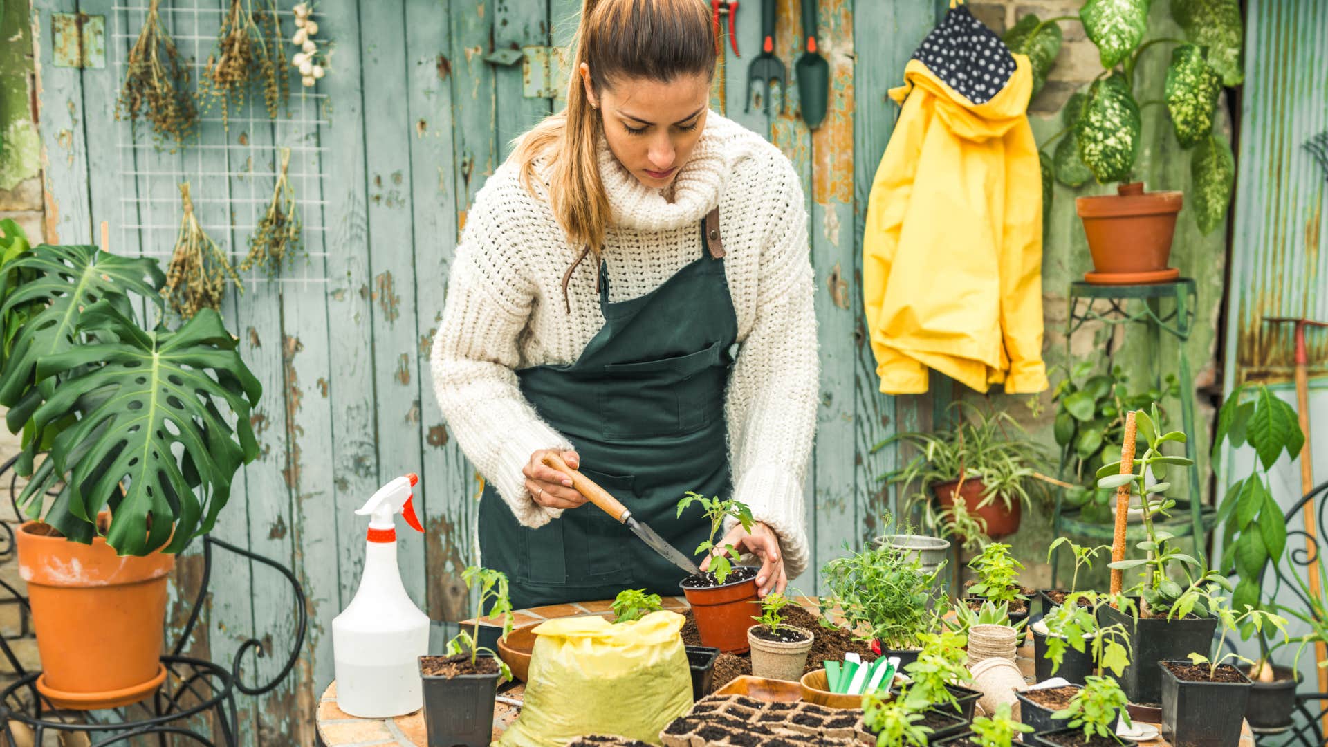 frugal woman gardening at home