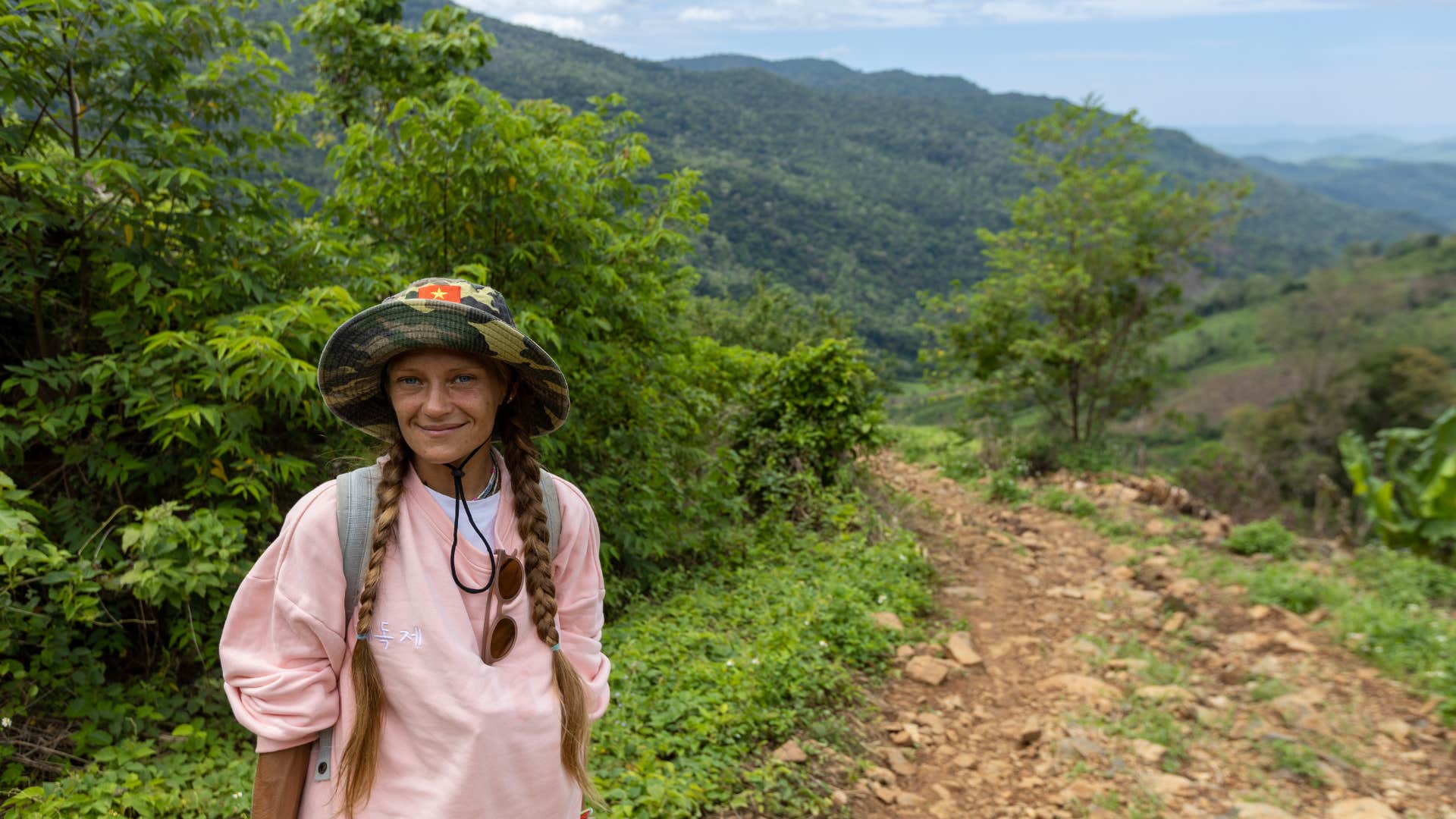 frugal woman hiking for fun