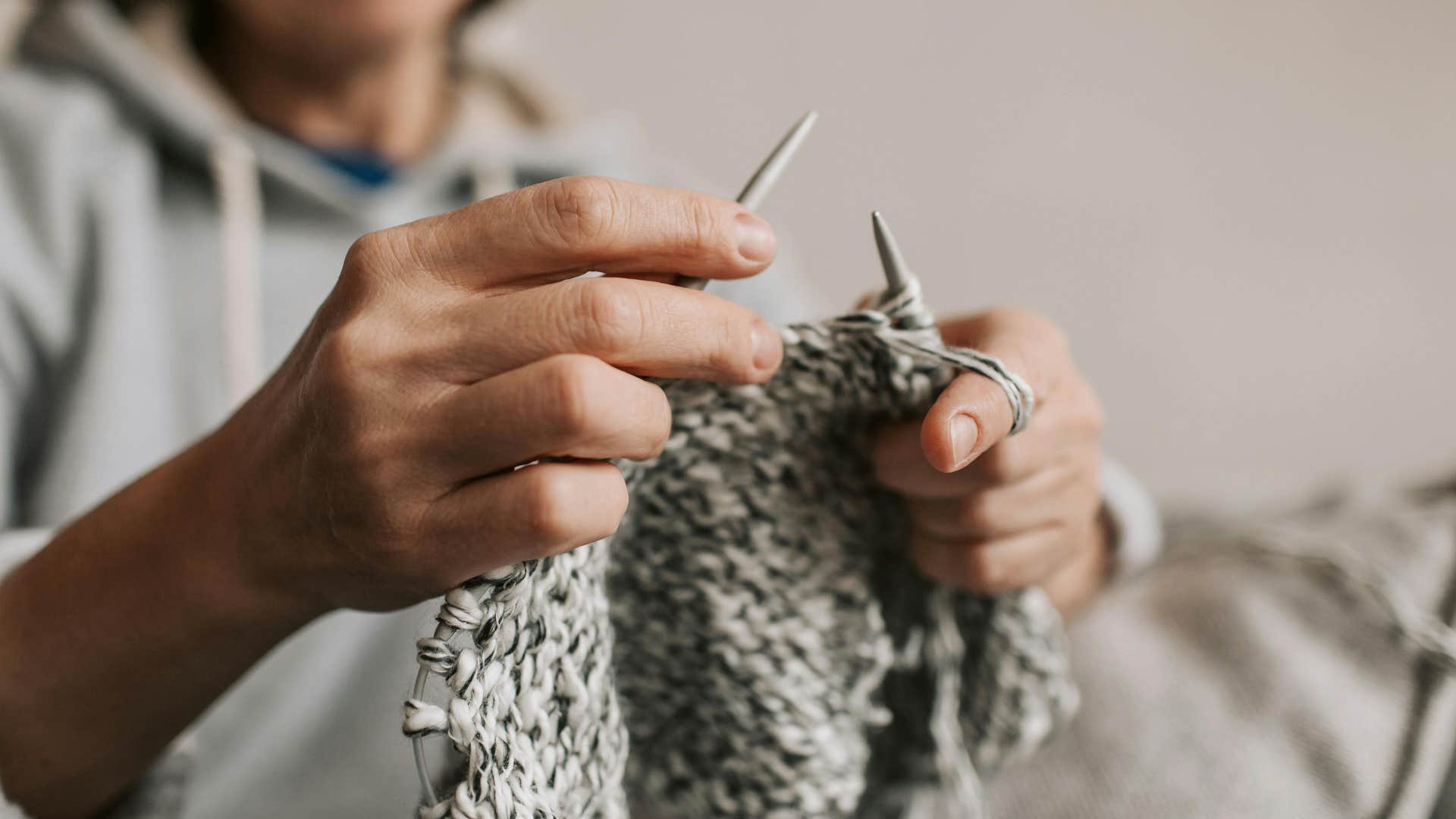 frugal woman knitting