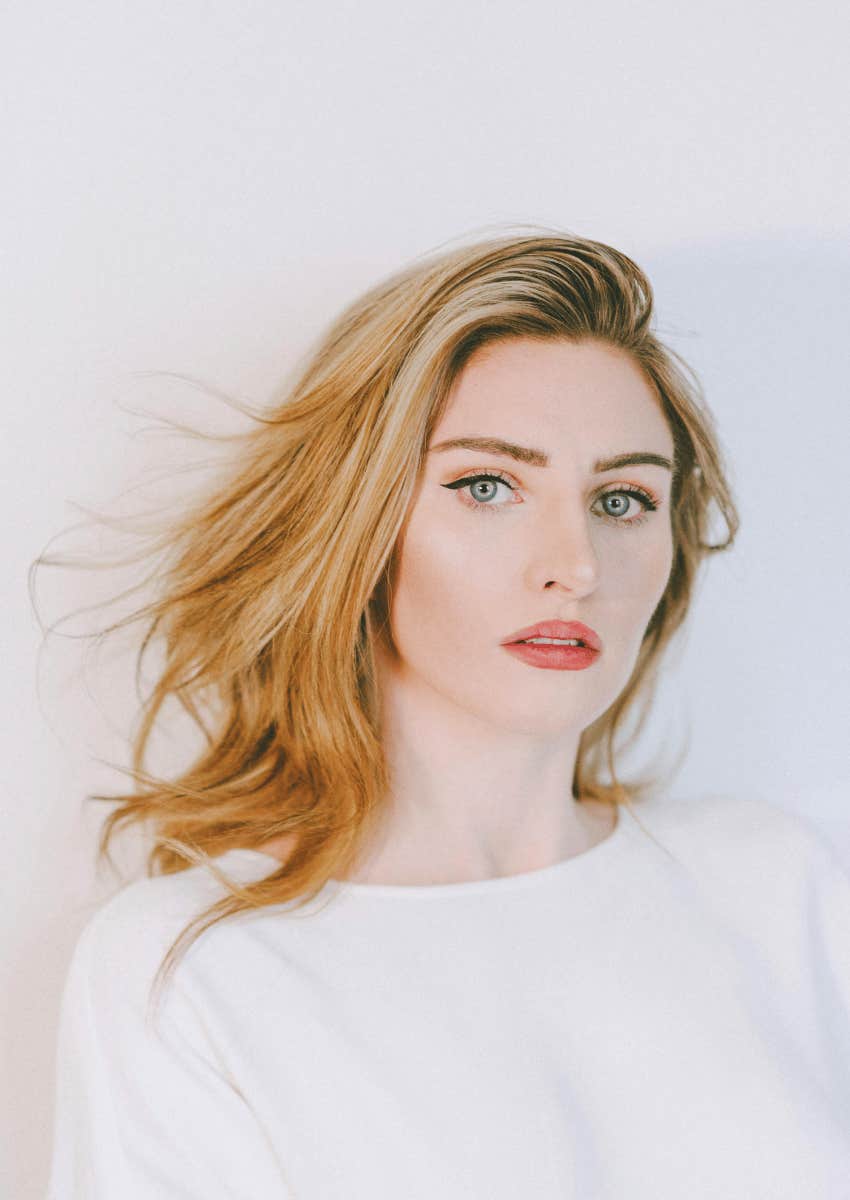 thoughtful blonde woman