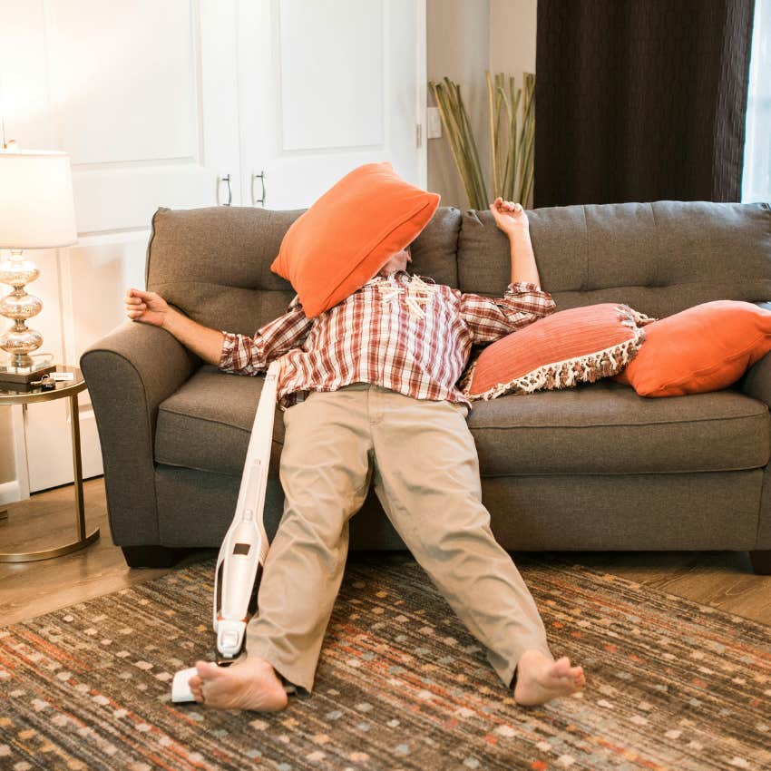 man procrastinating housework