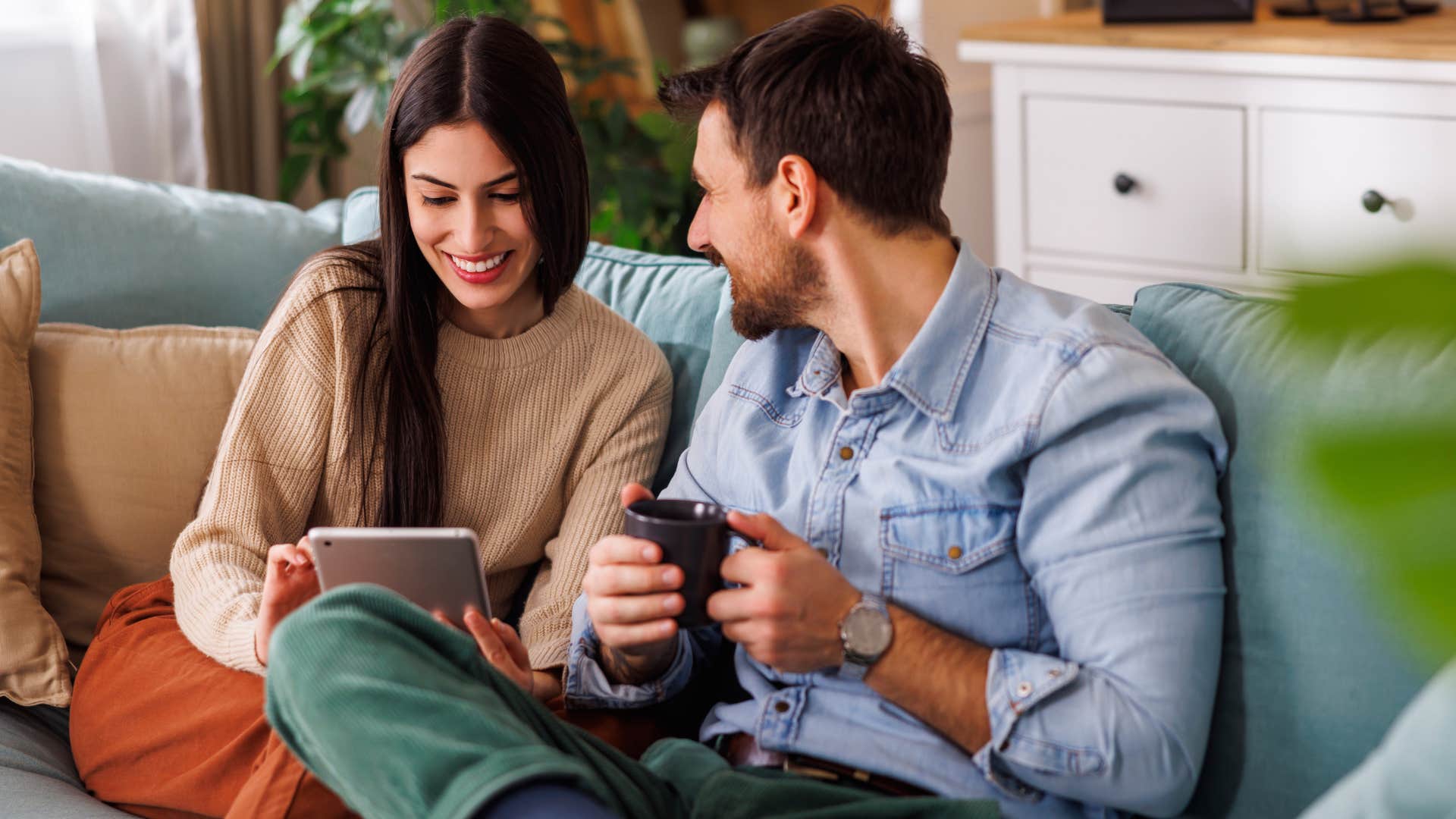 Man who listens intentionally sitting with his wife.