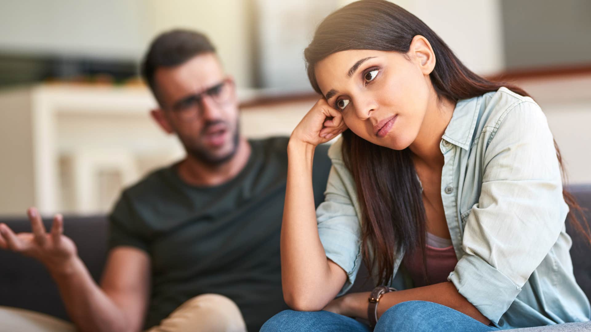 woman disrespecting her values while arguing with husband